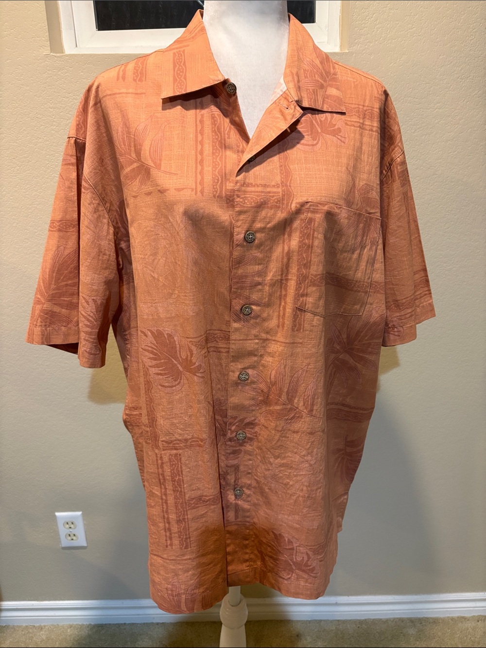 Casual Short-Sleeve Shirt Jacket in Terracotta-Size L